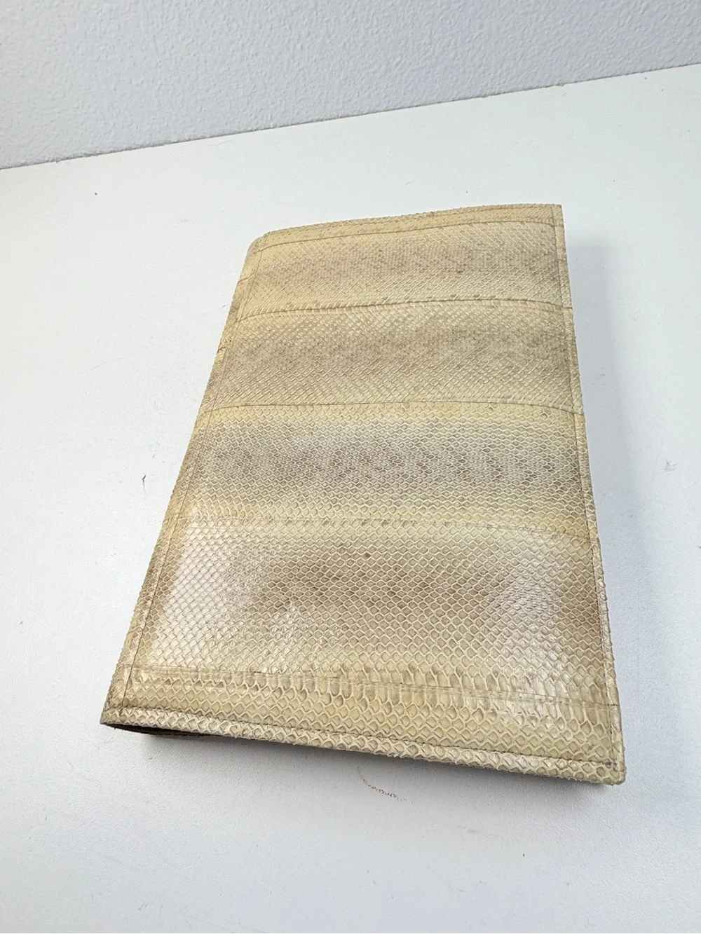 Vintage Nicole Saldana Genuine Snakeskin Red Trim Envelope Clutch Purse